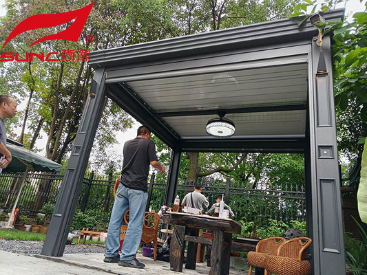 Led Light Motorized Aluminum Pergola Rodent Proof For Garden Building