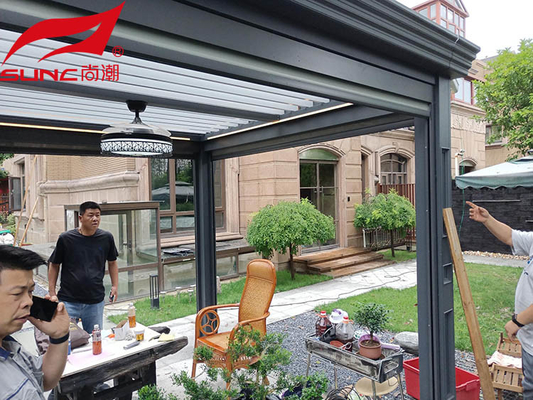 Led Light Motorized Aluminum Pergola Rodent Proof For Garden Building