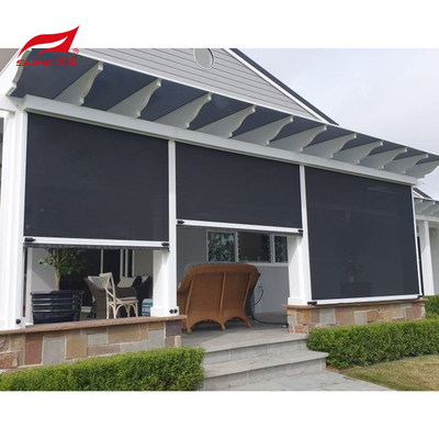Zip Screen Motorized Outdoor Roller Blinds Window Shade Waterproof For Patio