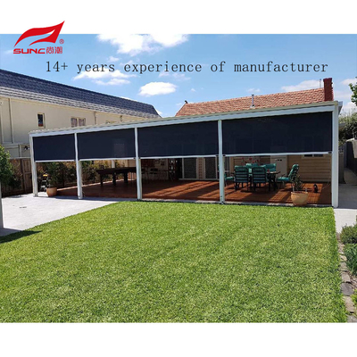 Customized Motorized Zip Track Blinds Windproof Waterproof Zip Screen Roller Blinds