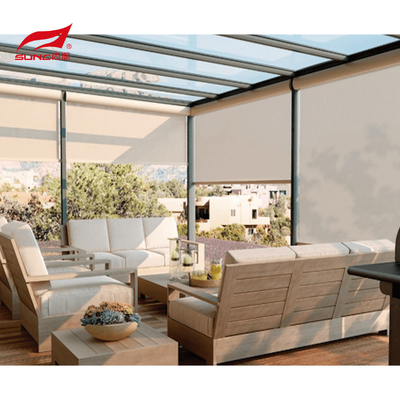 Motorized Outdoor Roller Blinds Patio Window Sunshade Zip Track Blinds