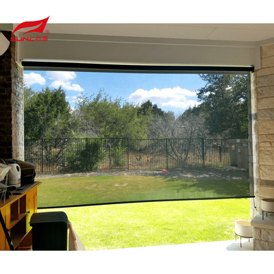 Knitted Fabric Outdoor Roller Blinds Window Electric Patio Windproof