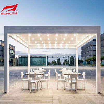 Outdoor 3x4m Louvered Motorized Aluminum Pergola White Waterproof Pergolaproof Awning