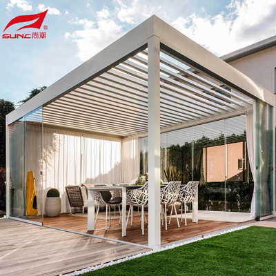 Outdoor 3x4m Louvered Motorized Aluminum Pergola White Waterproof Pergolaproof Awning
