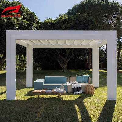 Outdoor 3x4m Louvered Motorized Aluminum Pergola White Waterproof Pergolaproof Awning