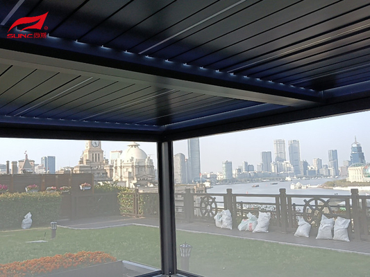 9x9 9x12 Garden Aluminum Motorized Pergola Outdoor Led Light Rodent Proof