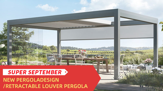 10 X 12 Ft Motorized Aluminum Retractable Pergola Outdoor Bioclimatic Louvered Pergola