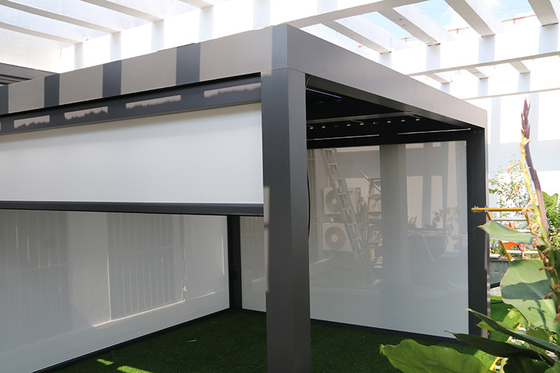 Outdoor Motorized Aluminum Pergola Adjustable Retractable Louver With Zip Screen