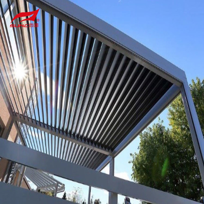 Rainproof Motorized Aluminum Pergola Gazebo Louvered Roof For Garden Building