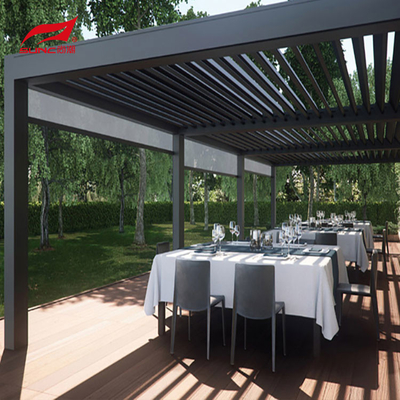 Rainproof Motorized Aluminum Pergola Gazebo Louvered Roof For Garden Building