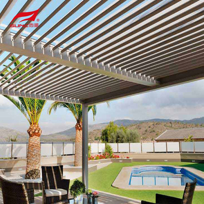 10" X 10" Motorized Aluminum Pergola Gazebo With Ziptrack Sliding Glass Door