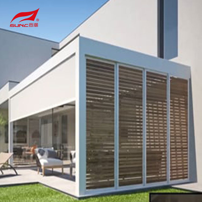 RGB Light Motorized Aluminum Pergola Gazebo With Outdoor Zipscreen Roller Blinds