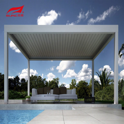 RGB Light 12" X  20" Motorized Aluminum Pergola With Outdoor Ziptrak Blinds
