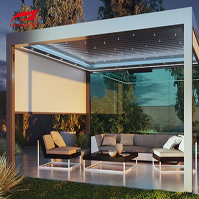 Aluminum Rainproof Motorized Louvered Pergola With Adjustable Roof 12 X 10 X 13 Ft