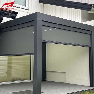 Patio Motorized Outdoor Roller Blinds Windproof Window Shade With Zipscreen