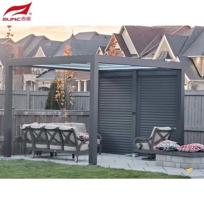 Garden Building Motorized Aluminum Pergola Waterproof With Shutter Blinds 4X4m