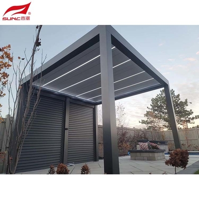 Garden Building Motorized Aluminum Pergola Waterproof With Shutter Blinds 4X4m