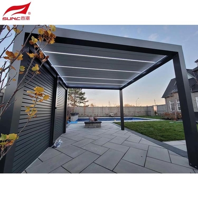 RGB Light Outdoor Motorized Aluminum Pergola 4X6m With Shutter Blinds