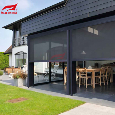 Aluminium Alloy Waterproof Motorized Zip Track Blinds For Outdoor Pergola