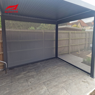 Electric Zip Track Blinds Windproof Rainproof Outdoor Zip Screen Roller Blinds