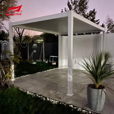 Outdoor Motorized Aluminum Pergola 12" X 20" With Adjustable Roof And Zipscreen Blinds