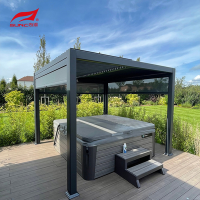 Windproof Motorized Louvered Aluminum Pergola Outdoor Garden Roller Blinds