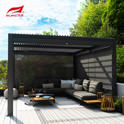 Windproof Motorized Louvered Aluminum Pergola Outdoor Garden Roller Blinds