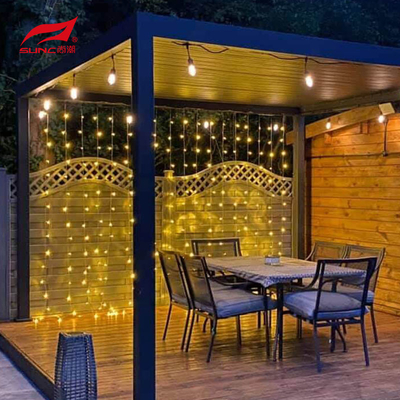 3X5 4x4 Grey Motorized Aluminum Pergola Garden Building With Outdoor Roller Blinds