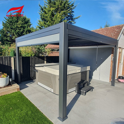 Motorized Outdoor Aluminium Louvered Roof Pergola With Drainage System And Side Screen