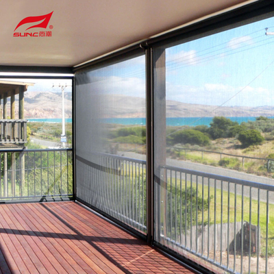 SUNC Outdoor Electric Blinds Black Zip Screen Roller Blinds Sun Shade Patio
