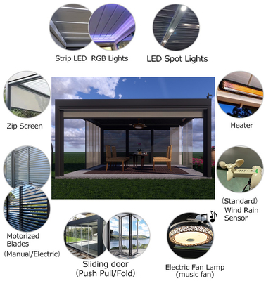 Motorized Waterproof Outdoor Garden Pergola 10" X 12" With Downpipe Size And RGB Light
