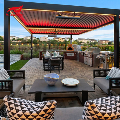 Outdoor Aluminium Alloy 6063 Louvered Pergola With IP67 Testing And Drainage System