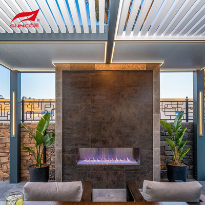 Outdoor Motorized Aluminium Pergola With Sides Black Louvered Roof Garden Pergola