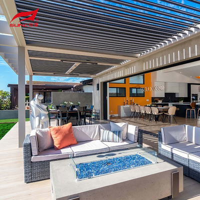 12" X 12" Aluminium Pergola With Aluminium Alloy 6063 Louver Blades And Drainage System