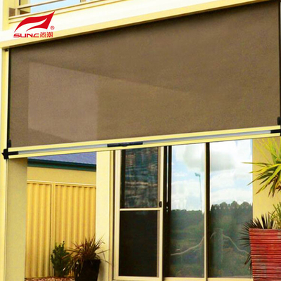 Black Motorized Outdoor Roller Blinds Sun Shade Patio Waterproof Pvc Zip Screen Blinds