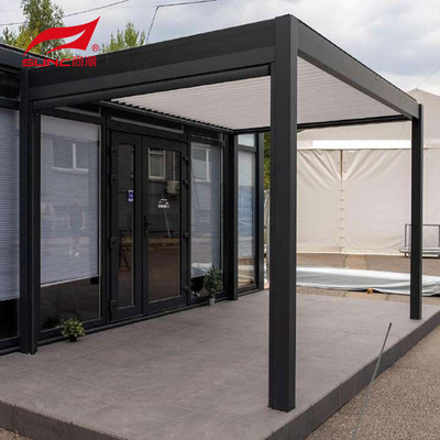 Rainproof Motorized Aluminum Pergola With Drainage System Outdoor Louver Blades