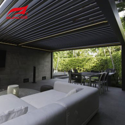 Rainproof Motorized Aluminum Pergola With Drainage System Outdoor Louver Blades
