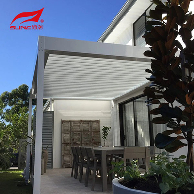 Automated Smart Outdoor Pergola System Motorized Aluminum Louver Roof Weatherproof Windproof