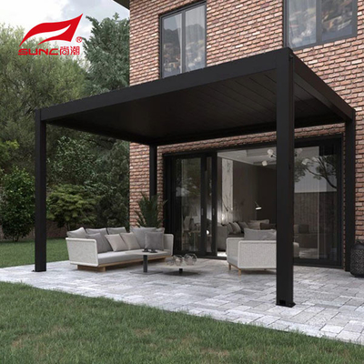 Automated Smart Outdoor Pergola System Motorized Aluminum Louver Roof Weatherproof Windproof