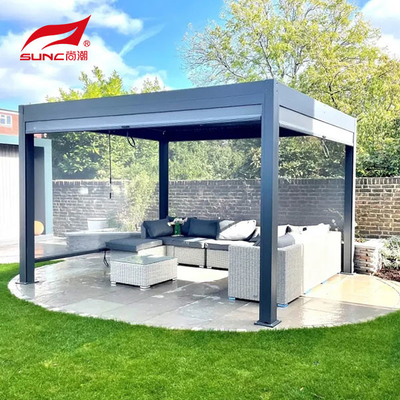 Outdoor Garden Motorized Aluminium Pergola With Aluminium Alloy 6063 Drainage System and Side Screen