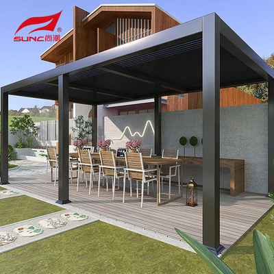 Outdoor Garden Motorized Aluminium Pergola With Aluminium Alloy 6063 Drainage System and Side Screen
