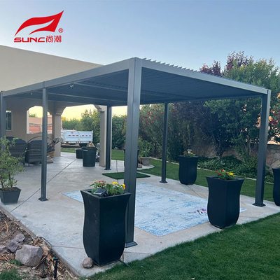 Motorized Outdoor Aluminium Pergola With Downpipe Size Louver Blades