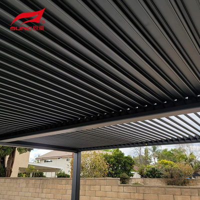 Motorized Outdoor Aluminium Pergola With Downpipe Size Louver Blades
