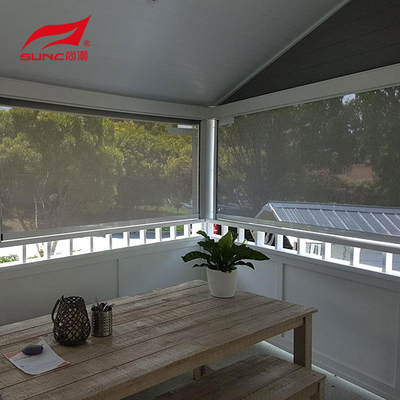 Outdoor Sunshade System with Insect Proof and Roller Motor Zip Track Outdoor Blinds