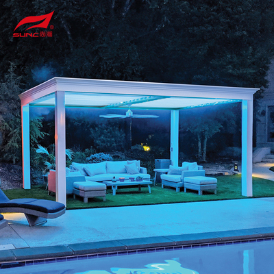 Aluminum Alloy Outdoor Electric Louvered Pergola With Louvered Roof