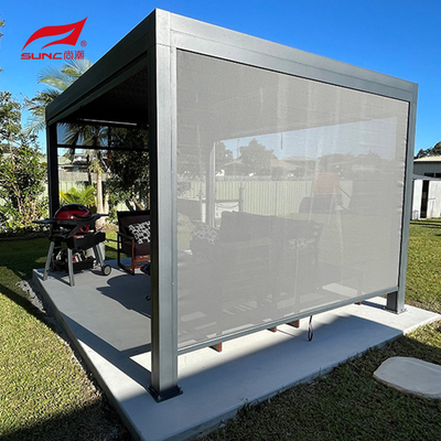 Outdoor Garden Motorized Aluminium Pergola With Aluminium Alloy 6063 Drainage System and Side Screen