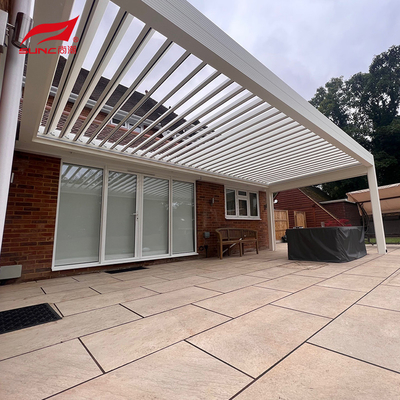 Custom Made Colour Outdoor Electric Awning With Modern Technological Louvers And Waterproof Aluminum Pergola