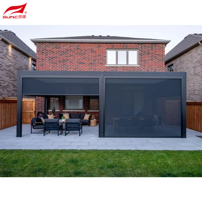 Outdoor Garden Motorized Aluminium Pergola With Aluminium Alloy 6063 Drainage System and Side Screen