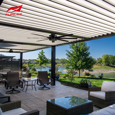 Custom Made Colour Outdoor Electric Awning With Modern Technological Louvers And Waterproof Aluminum Pergola