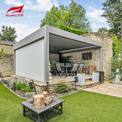Custom Made Colour Outdoor Electric Awning With Modern Technological Louvers And Waterproof Aluminum Pergola